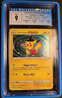 2020 POKEMON SWSH BLACK STAR PROMO #074 SPECIAL DELIVERY PIKACHU HOLO SWIRL - Image 1