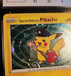 2020 POKEMON SWSH BLACK STAR PROMO #074 SPECIAL DELIVERY PIKACHU HOLO SWIRL - Image 3