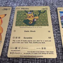 Special Delivery Pikachu Gold Foil Pokemon Card Promo SWSH074 with other Cards - Image 3