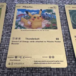 Special Delivery Pikachu Gold Foil Pokemon Card Promo SWSH074 with other Cards - Image 4