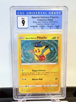 2020 POKEMON Pikachu SWSH BLACK STAR PROMO #074 SPECIAL DELIVERY CGC 9 w/Subs - Image 2