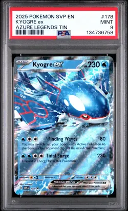 2025 POKEMON SVP EN-SV BLACK STAR PROMO AZURE LEGENDS TIN #178 KYOGRE EX PSA 9 - Image 1