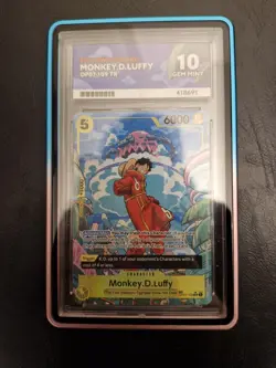 One Piece CCG Monkey.D.Luffy OP07-109 Treasure Rare Graded Ace 10 With Guard - Image 1