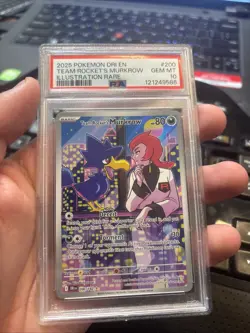 2025 Pokemon Destined Rivals #200 Team Rocket’s Murkrow PSA 10 Illustration Rare - Image 1