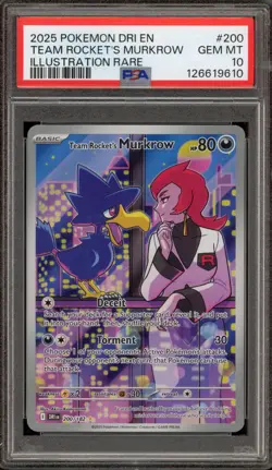 Pokemon Team Rocket's Murkrow Destined Rivals Illustration Rare #200 PSA 10 - Image 1