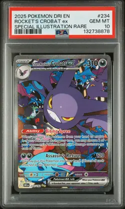 2025 POKEMON DRI SPECIAL ILLUSTRATION RARE #234 TEAM ROCKET'S CROBAT EX PSA 10 - Image 1