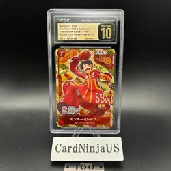 CGC PRISTINE 10 Monkey D Luffy P-080 BANDAI CARD GAMES Fest 24-25 Promo 100 - Image 1