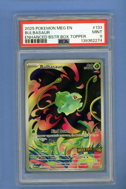 Pokemon TCG Bulbasaur Enhanced Mega Evolution Promo Card 133/132, PSA 9 - Image 1