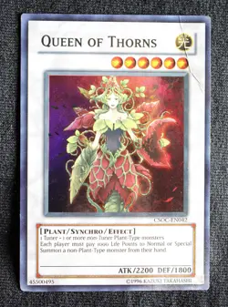 Queen of Thorns (CSOC-EN042, Super Rare) [Creased] Yugioh plant synchro card - Image 1