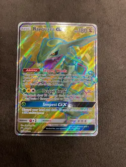 Rayquaza GX Full Art 160/168 Celestial Storm UR NM Pokemon Card - Image 1