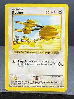 Doduo 48/102 Shadowless Base Set POKEMON 1999 Moderate Play MP - Image 1