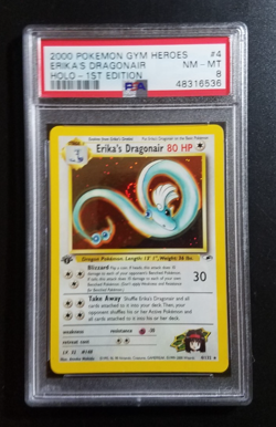 2000 POKEMON GYM HEROES HOLO-1ST ED #4/132 ERIKA'S DRAGONAIR PSA 8 NM-MT - Image 1
