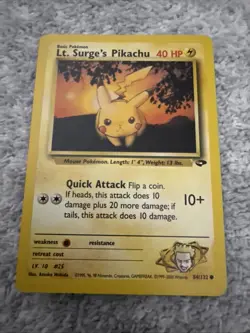 2000 Pokemon Gym Challenge #84/132 Lt. Surge's Pikachu Common Nice - Image 1