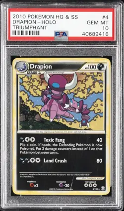 2010 POKEMON HEARTGOLD & SOULSILVER TRIUMPHANT #4 DRAPION-HOLO PSA 10 - Image 1