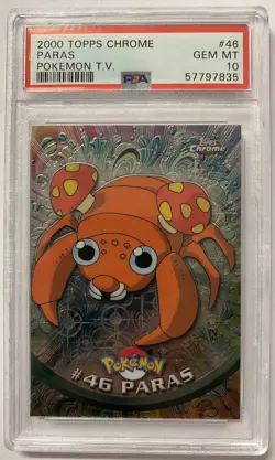 2000 TOPPS CHROME POKEMON T.V. #46 PARAS PSA 10 - Image 1