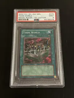 Yu-Gi-Oh! TCG 2002 Toon World Magic Ruler 1st Edition PSA 9 - Image 1