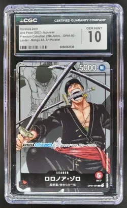2022 ONE PIECE CCG JAPANESE RORONOA ZORO MANGA ALT. ART OP01-001 CGC 10 A PT - Image 1