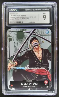 2022 ONE PIECE CCG JAPANESE RORONOA ZORO MANGA ALT. ART OP01-001 CGC 9 A PT - Image 1