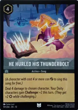 197/204 HE HURLED HIS THUNDERBOLT EN10 UNCOMMON DISNEY LORCANA CARD - Image 1