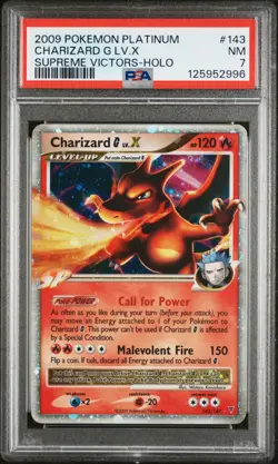 2009 POKEMON PLATINUM SUPREME VICTORS CHARIZARD G LV. X 143/147 HOLO RARE PSA 7 - Image 1