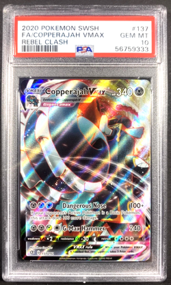 2020 Pokemon Sword & Shield Rebel Clash #137 Full Art Copperajah VMAX PSA 10 C - Image 1