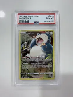 Pokemon TCG Snorlax Trainer Gallery Holo Rare TG10 Lost Origin PSA 10 - Image 1
