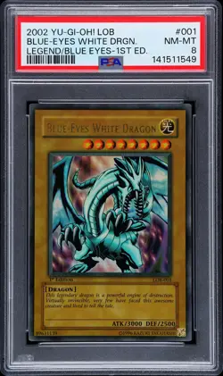 2002 YU-GI-OH! LOB-LEGEND OF BLUE EYES WHITE DRAGON BLUE-EYES WHITE DRAGON PSA 8 - Image 1