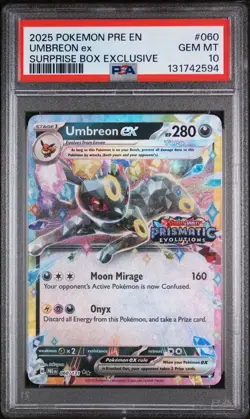 UMBREON EX 060/131 PSA 10 PRISMATIC EVOLUTIONS SURPRISE BOX POKEMON CARD ENGLISH - Image 1