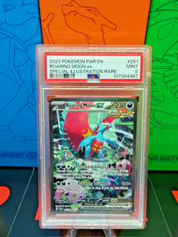 2023 POKEMON PAR EN-PARADOX RIFT SPECIAL ILLUSTRATION RARE ROARING MOON EX PSA 9 - Image 1