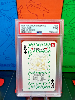 1996 POKEMON GREEN VERSION PLAYING CARDS KING OF CLUBS #038 NINETALES PSA 9 - Image 1