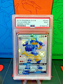 2019 Pokemon Sun & Moon Hidden Fates Lucario GX SV64/SV94 PSA 9 - Image 1