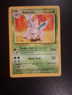 Pokemon TCG Nidorino Base Set Unlimited Uncommon Card 37/102 NM - Image 1