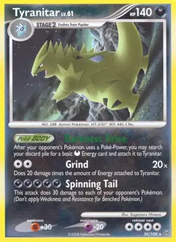 Pokemon TCG - Tyranitar - 30/100 - Rare - Stormfront [Lightly Played] - Image 1