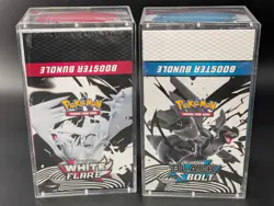 2x Pokemon Black Bolt White Flare Sealed Booster Bundle Display Case W/Acrylic - Image 1