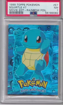Pokemon-1999 TOPPS Squirrel #7 Movie Edit- Rainbow Foil- PSA 7 (517) - Image 1