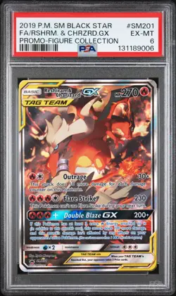2019 POKEMON SM BLACK STAR PROMO #SM201 FULL ART/RESHIRAM & CHARIZARD GX PSA 6 - Image 1
