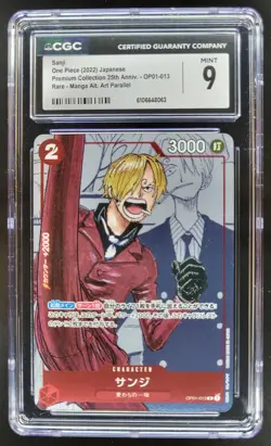 2022 ONE PIECE CCG JAPANESE SANJI 25TH RARE MANGA ALT ART OP01-013 CGC 9 A PT - Image 1