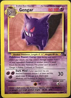 Gengar 20/62 Fossil Unlimited Rare Non-Holo Pokemon TCG 1999 LP - Image 1
