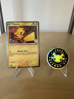 Pikachu (Pokemon Day 2026) MCAP 051/162 Pokemon TCG Card (Cosmos Holo) NM + Coin - Image 1