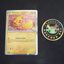 Pikachu (Pokemon Day 2026) MCAP 051/162 Pokemon TCG Card (Cosmos Holo) NM + Coin - Image 3