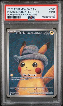 Pokemon Pikachu With Grey Felt Hat SVP 085 Van Gogh Promo Card PSA 9 MINT - Image 1