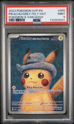 Pokemon Pikachu With Grey Felt Hat SVP 085 Van Gogh Promo Card PSA 9 MINT - Image 1
