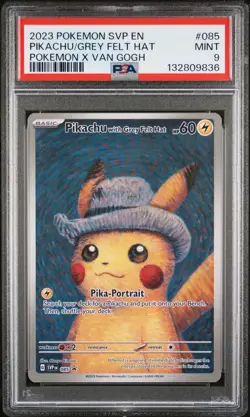 Pokemon Pikachu With Grey Felt Hat SVP 085 Van Gogh Promo Card PSA 9 MINT - Image 1