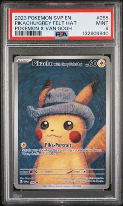 Pokemon Pikachu With Grey Felt Hat SVP 085 Van Gogh Promo Card PSA 9 MINT - Image 1