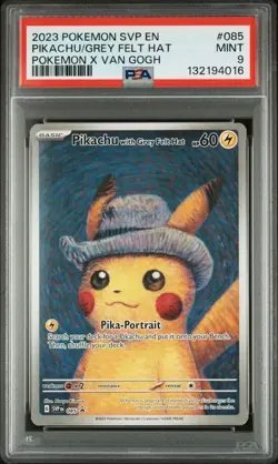 Pokemon Pikachu With Grey Felt Hat SVP 085 Van Gogh Promo Card PSA 9 MINT - Image 1