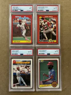 LOT OF 4 GRADED BASEBALL PSA Trading Cards - ALL OZZIE SMITH - Image 1