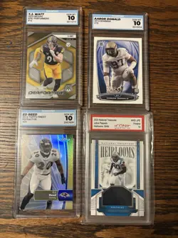 Lot Of 4 GRADED FOOTBALL CARDS ALL GEM MINT 10 Peppers, Watt, Donald, Harper - Image 1