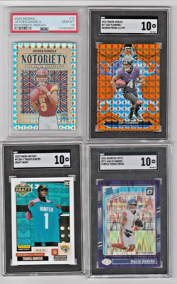 Lot Of 4 GRADED FOOTBALL CARDS ALL GEM MINT 10 Daniels, Flowers, Hunter, Nabers - Image 1