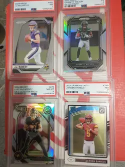 Lot Of 4 PSA Graded Cards All Rookies Jayden Daniels JJ McCarthy Garrett Wilson - Image 1