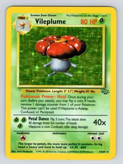 MP!! - Vileplume Holo Jungle 15/64 Pokemon Card WOTC Rare Vintage 1999 - Image 1